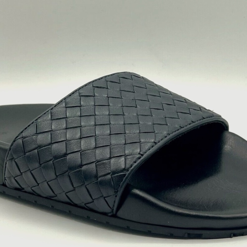 SOLD Bottega Veneta - Intrecciato Leather Slides in Black. Offer Ends 05/31